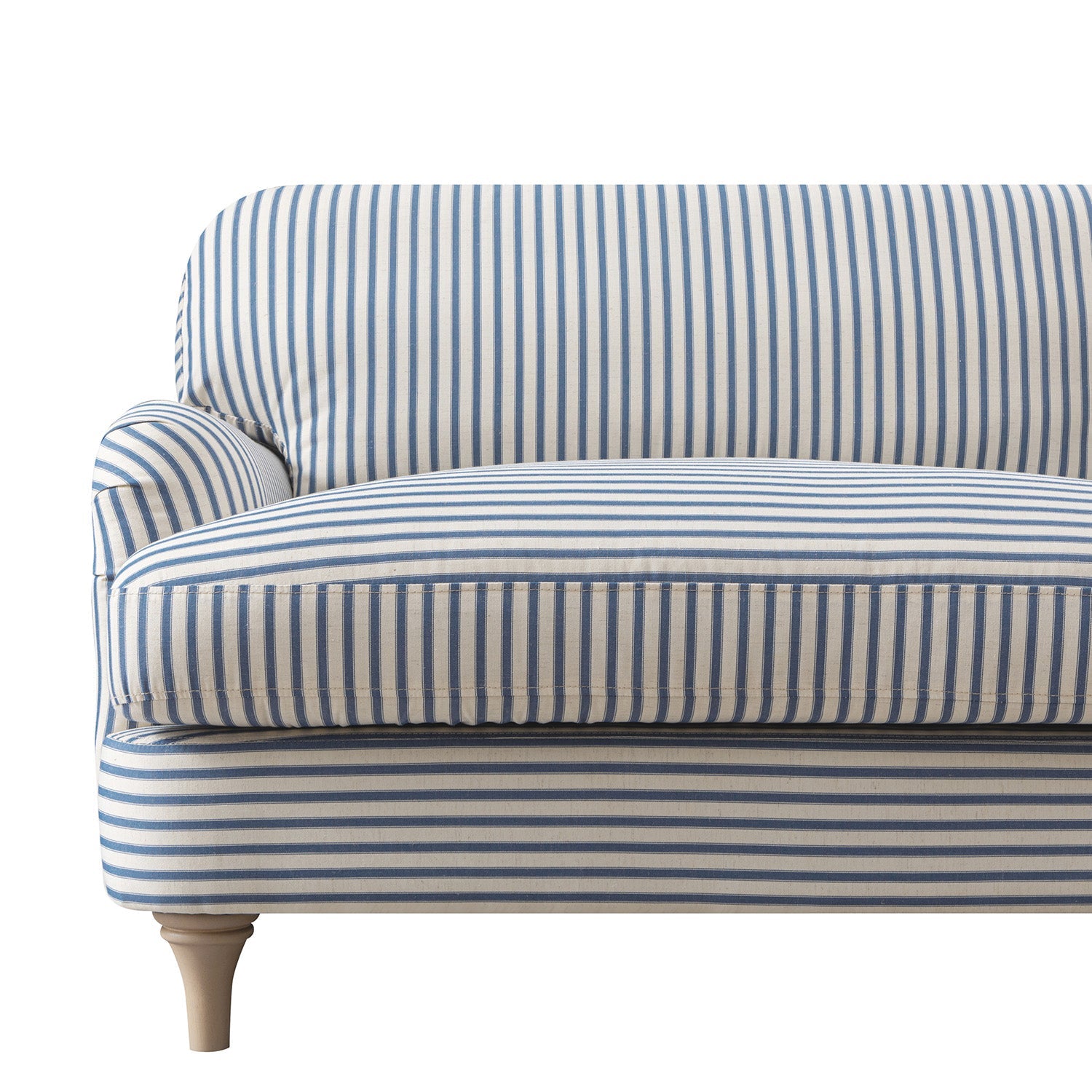 Daphnis Blue Striped Linen Blend Sofa, Loveseat
