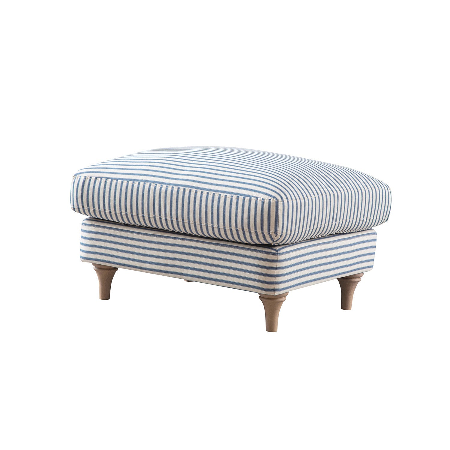 Daphnis Blue Striped Linen Blend Footstool