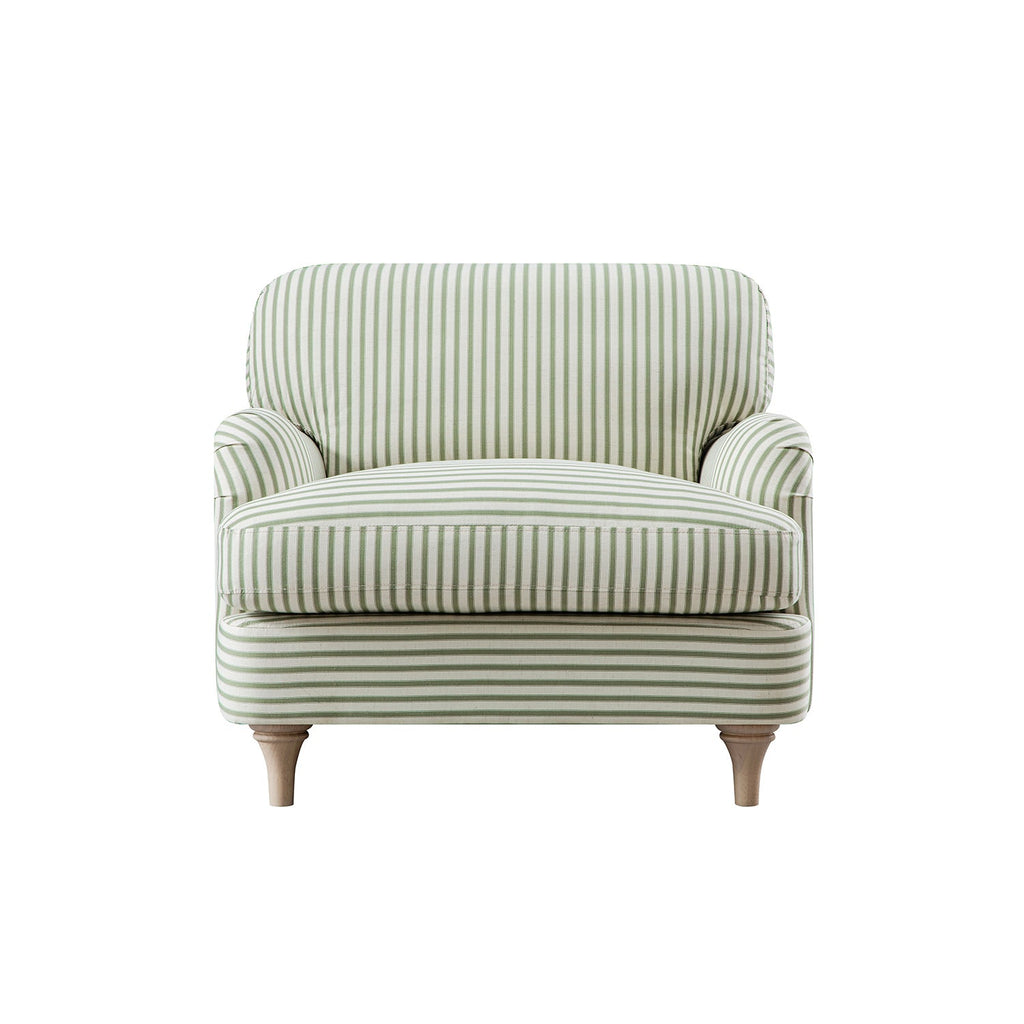 Daphnis Green Striped Linen Blend Sofa, 1-Seater