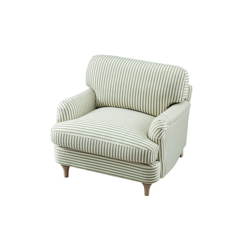 Daphnis Green Striped Linen Blend Sofa, 1-Seater