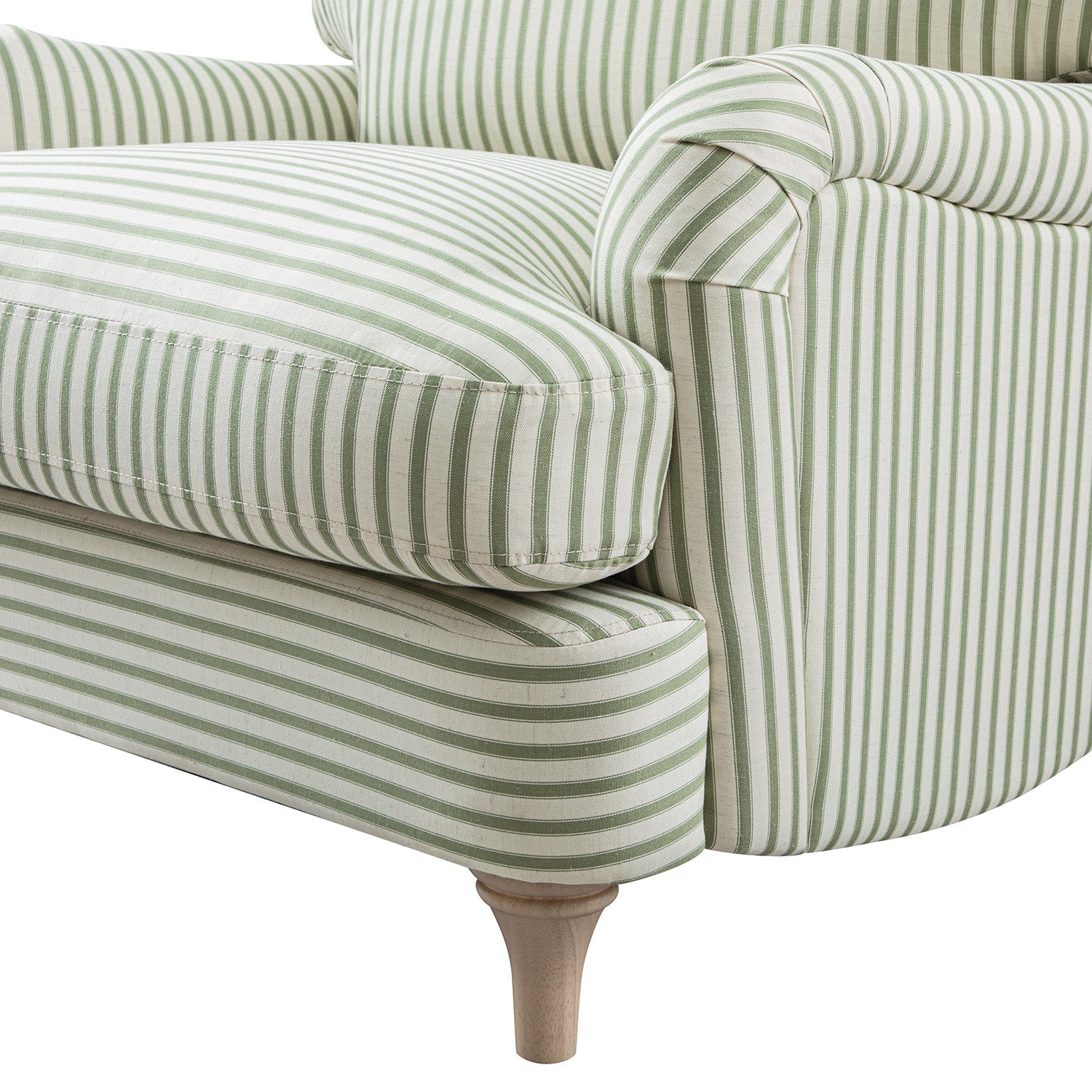 Daphnis Green Striped Linen Blend Sofa, 1-Seater