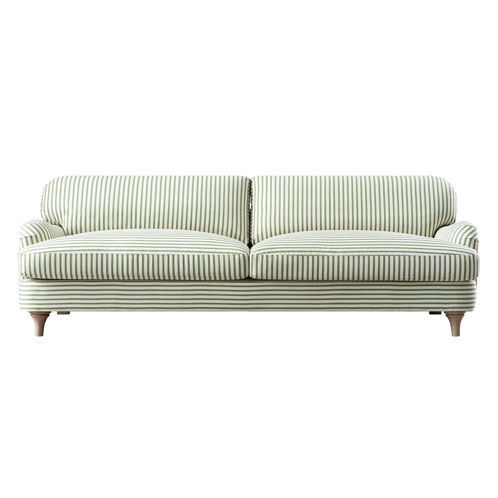 Daphnis Green Striped Linen Blend Sofa, 3-Seater