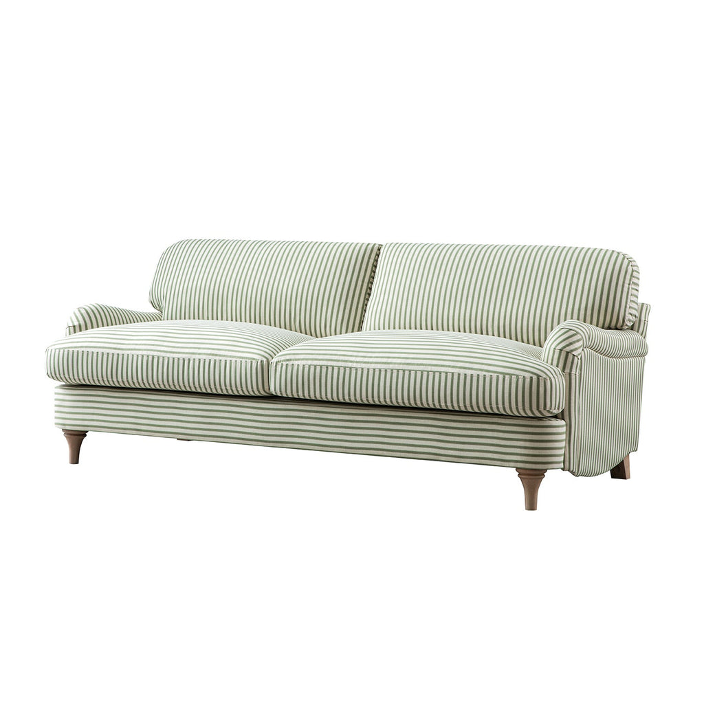 Daphnis Green Striped Linen Blend Sofa, 3-Seater