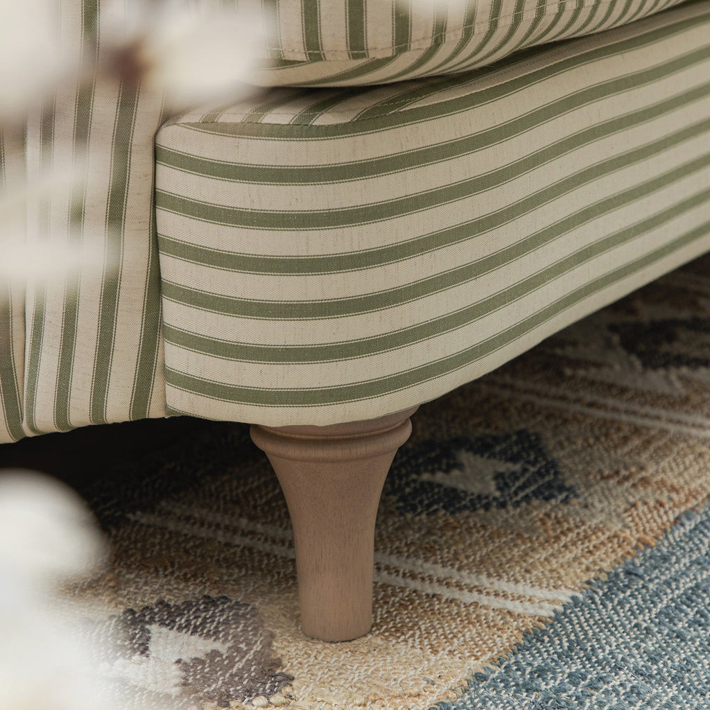 Daphnis Green Striped Linen Blend Sofa, 3-Seater