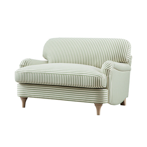 Daphnis Green Striped Linen Blend Sofa, Loveseat