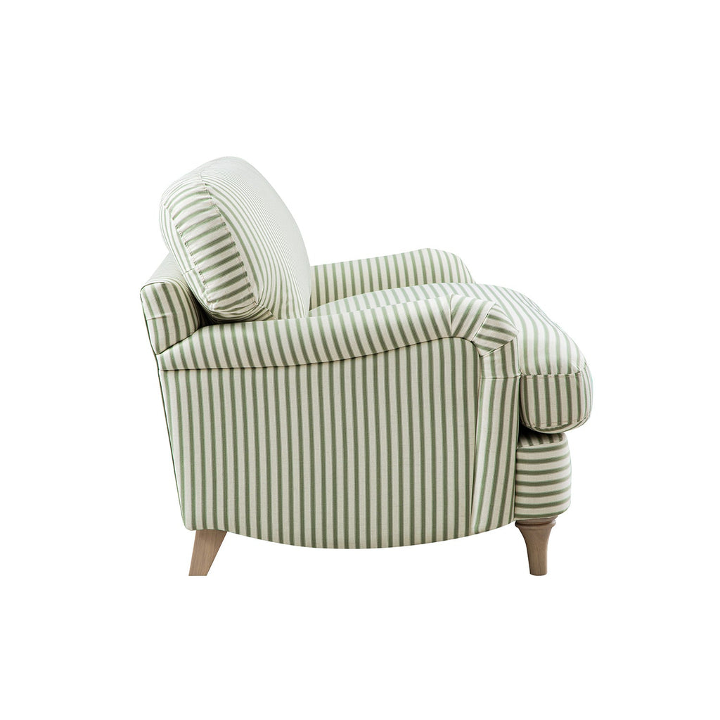 Daphnis Green Striped Linen Blend Sofa, Loveseat