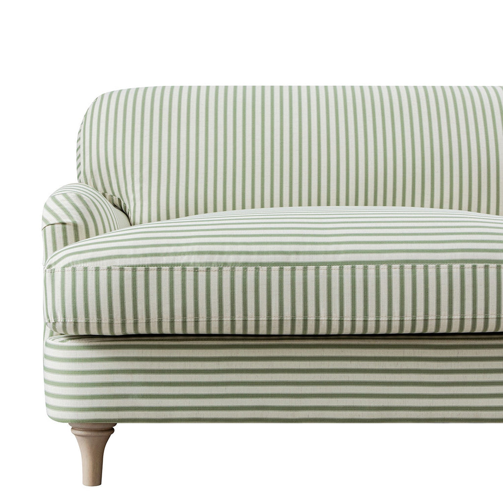 Daphnis Green Striped Linen Blend Sofa, Loveseat