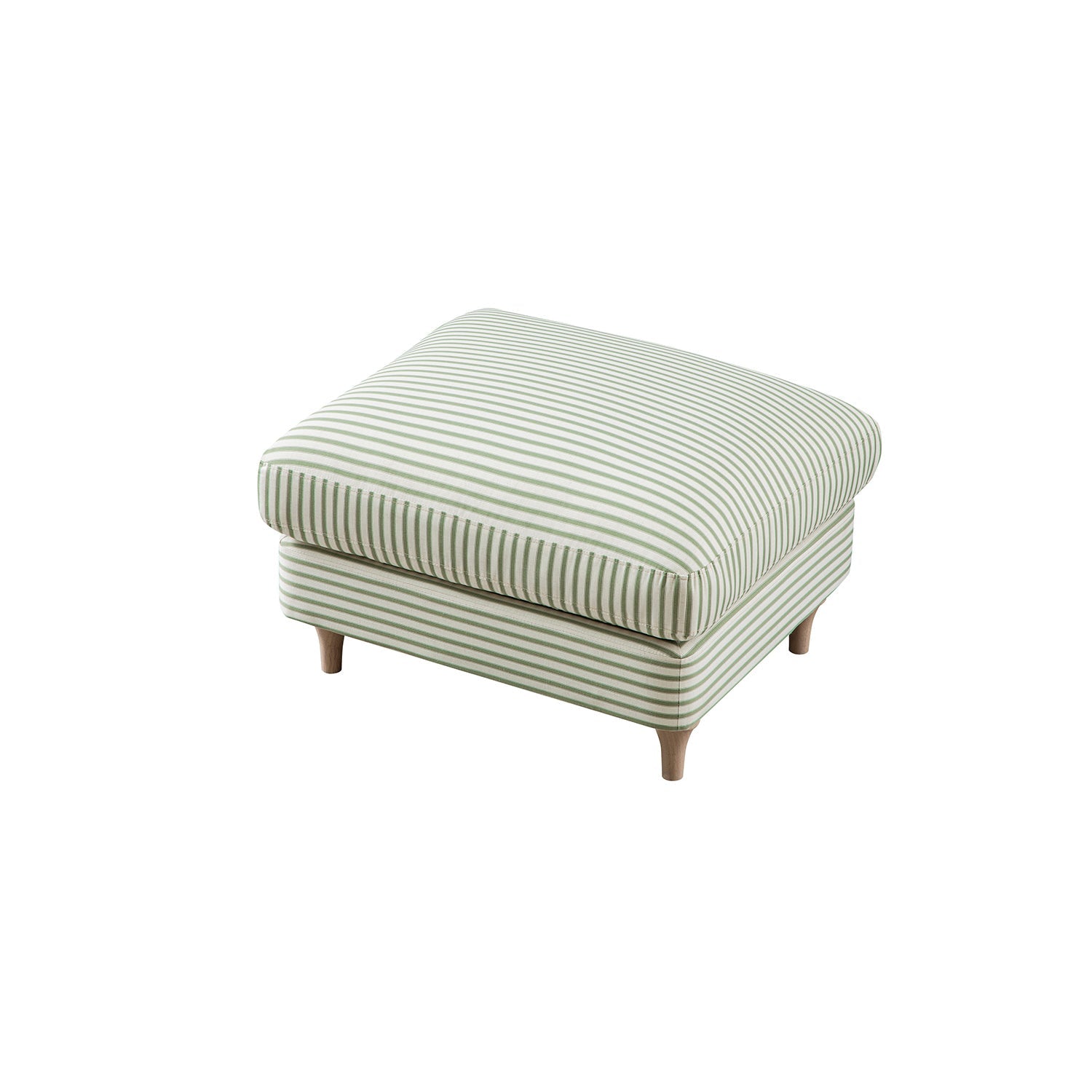 Daphnis Green Striped Linen Blend Footstool