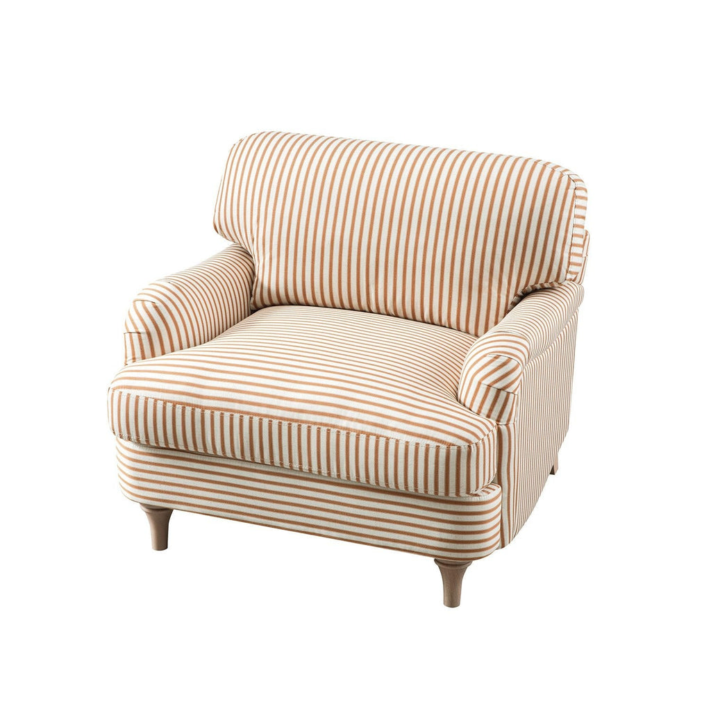 Daphnis Ochre Striped Linen Blend Sofa, 1-Seater