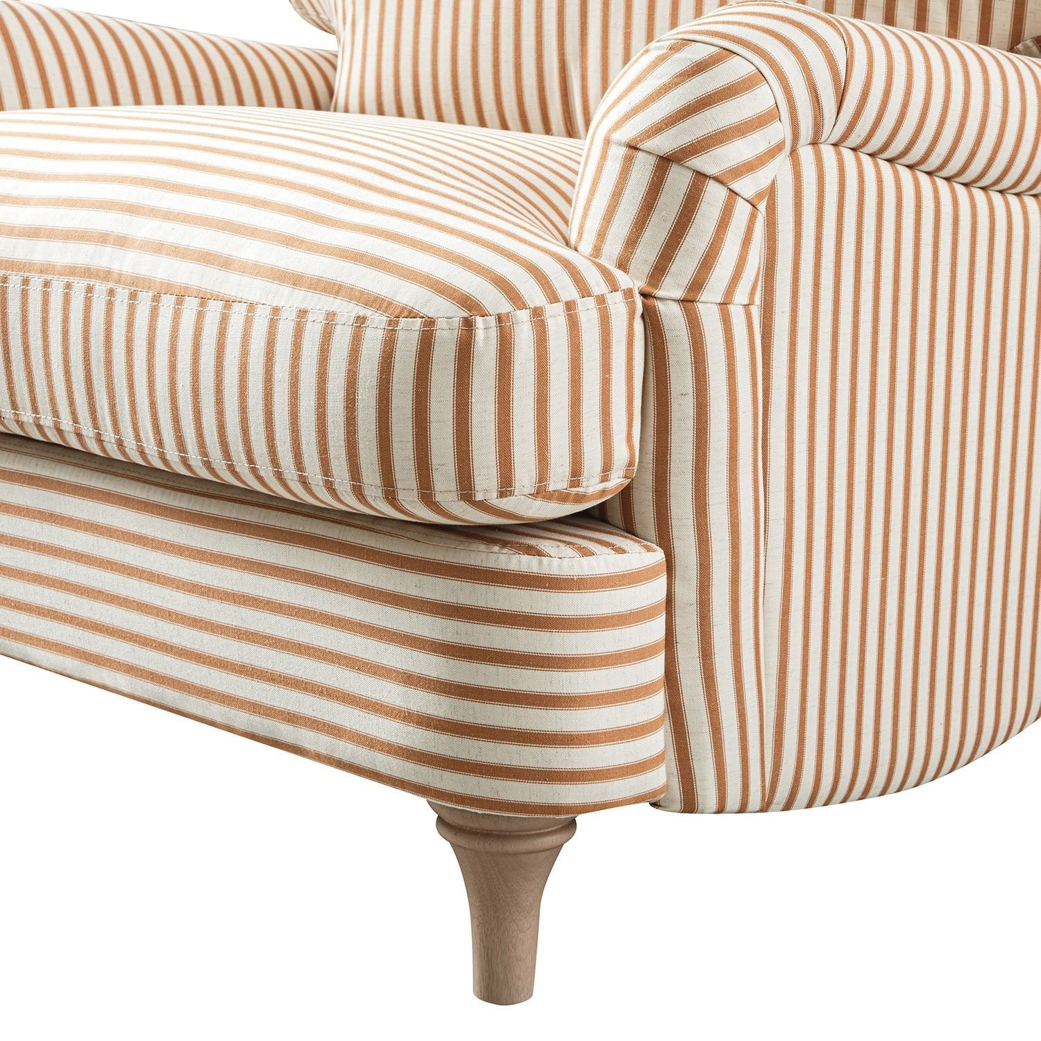 Daphnis Ochre Striped Linen Blend Sofa, 1-Seater