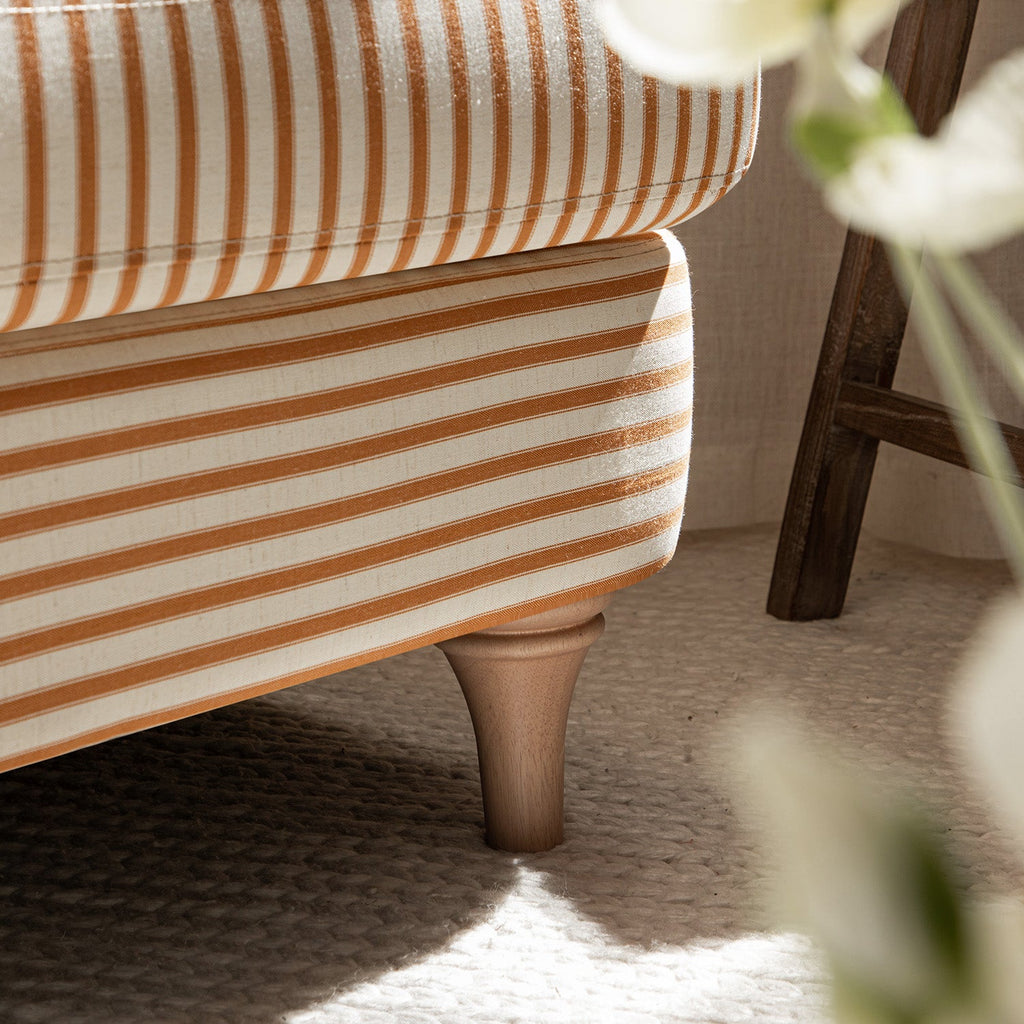 Daphnis Ochre Striped Linen Blend Sofa, 1-Seater