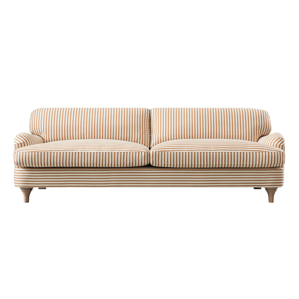 Daphnis Ochre Striped Linen Blend Sofa, 3-Seater
