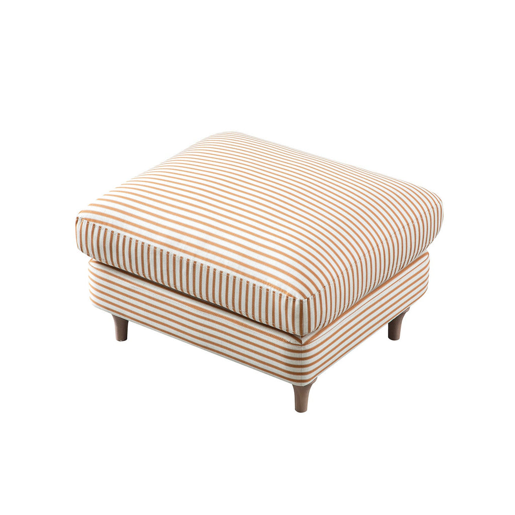 Daphnis Ochre Striped Linen Blend Footstool