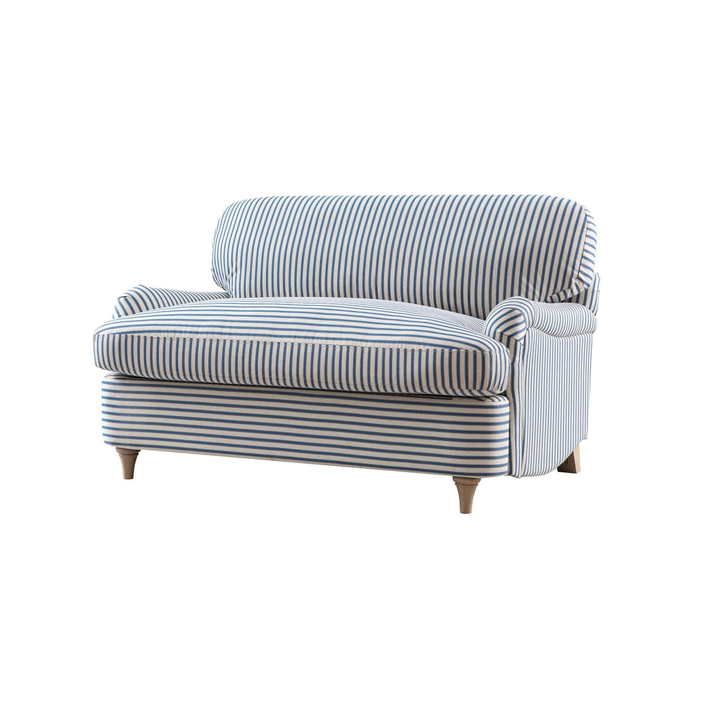 Daphnis Blue Striped Linen Blend Fabric Sofa Bed, Loveseat