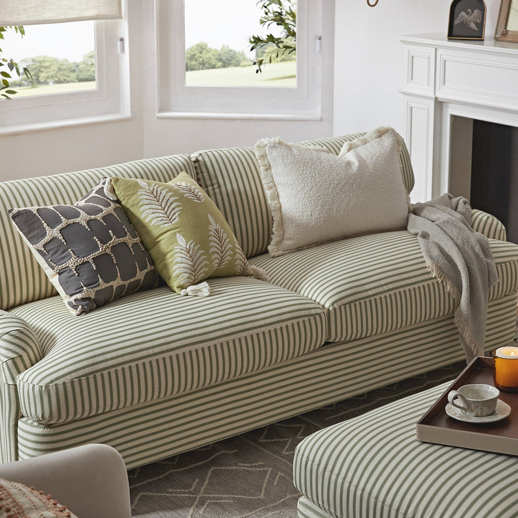 Daphnis Green Striped Linen Blend Sofa Bed, Large 3-Seater