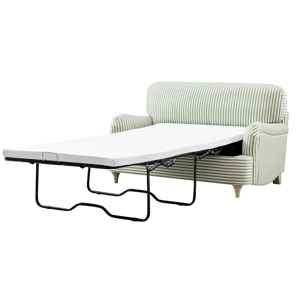 Daphnis Green Striped Linen Blend Fabric Sofa Bed, Loveseat