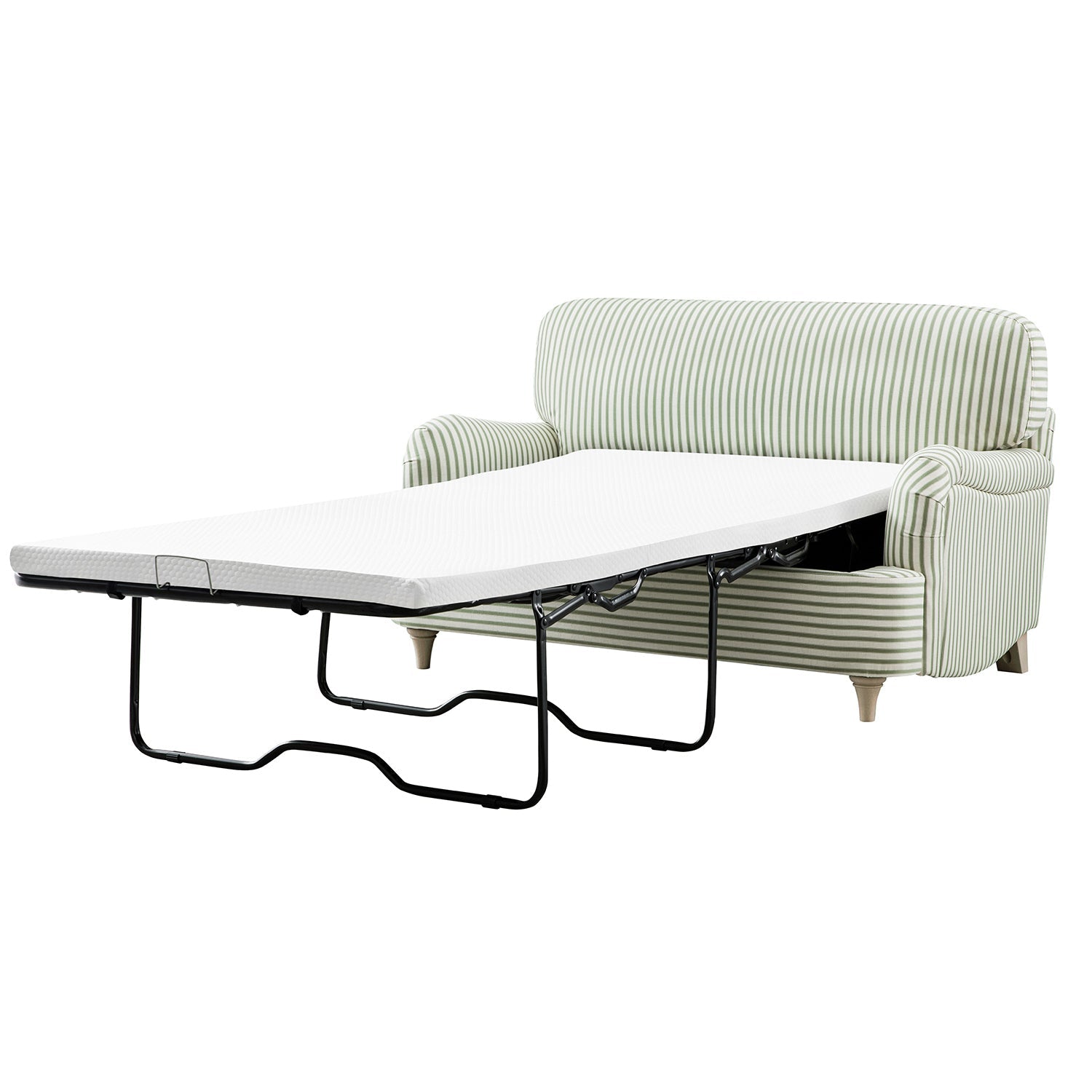 Daphnis Green Striped Linen Blend Fabric Sofa Bed, Loveseat