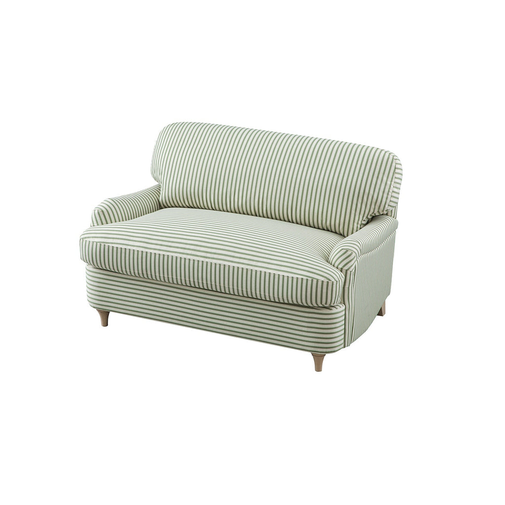 Daphnis Green Striped Linen Blend Fabric Sofa Bed, Loveseat
