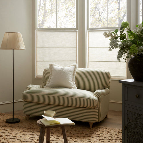 Daphnis Green Striped Linen Blend Fabric Sofa Bed, Loveseat