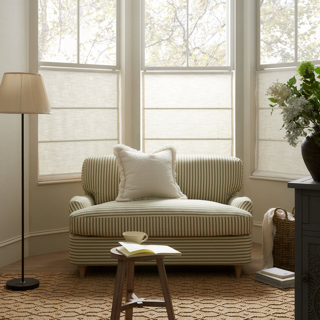 Daphnis Green Striped Linen Blend Fabric Sofa Bed, Loveseat