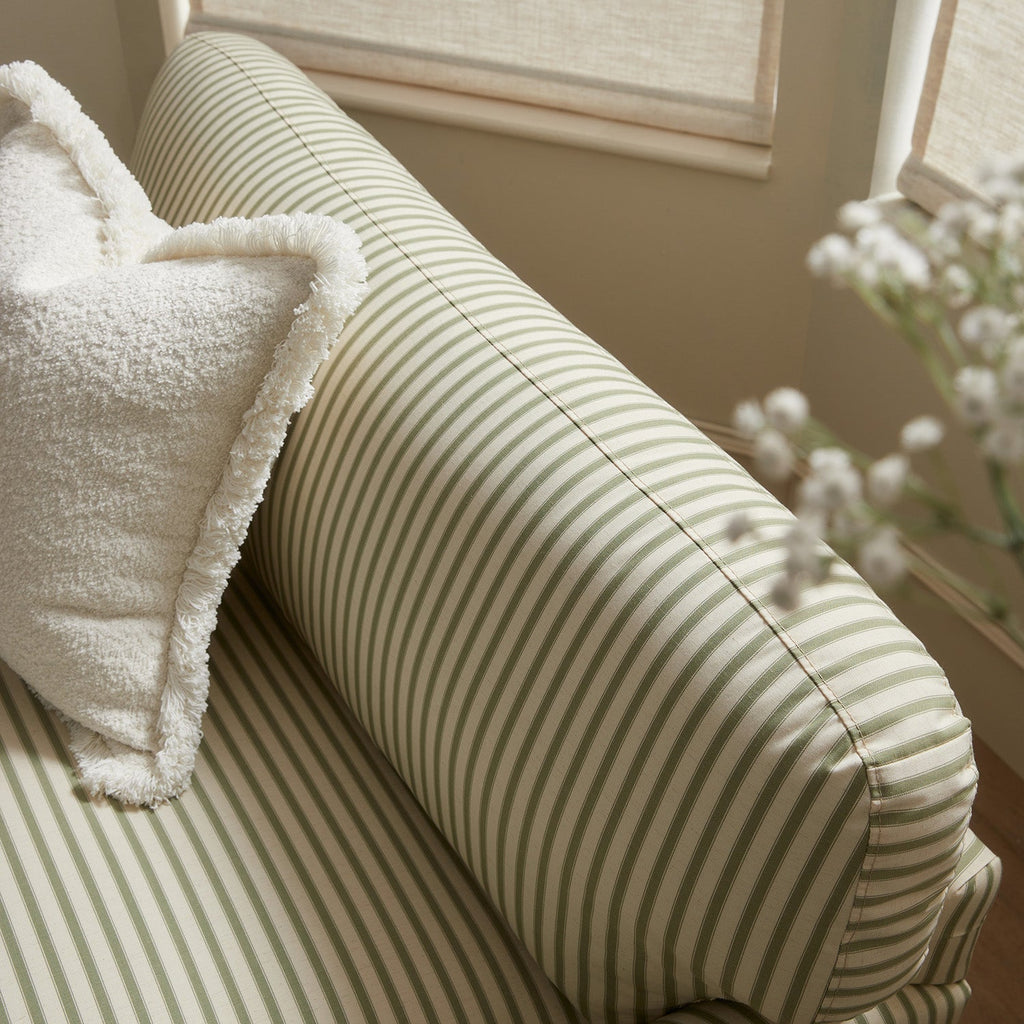 Daphnis Green Striped Linen Blend Fabric Sofa Bed, Loveseat