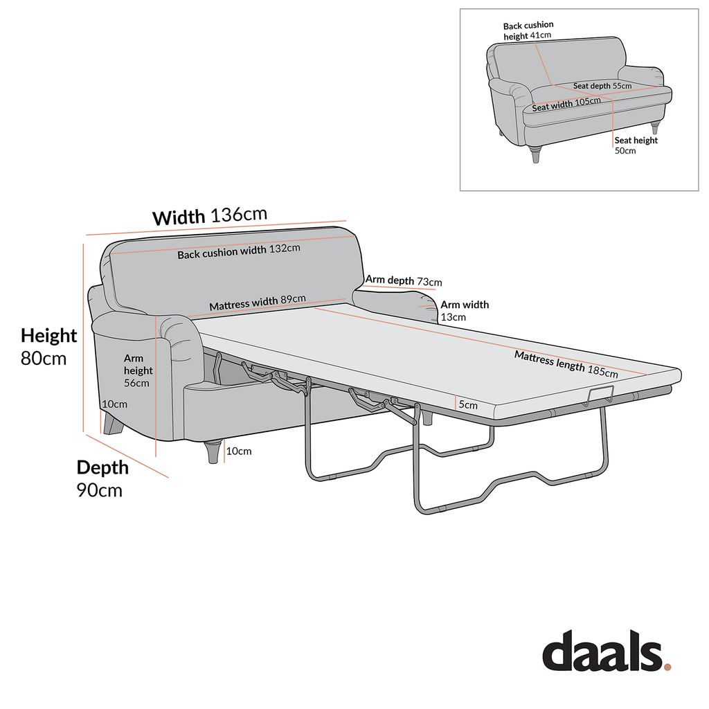 Daphnis Ochre Striped Linen Blend Fabric Sofa Bed, Loveseat