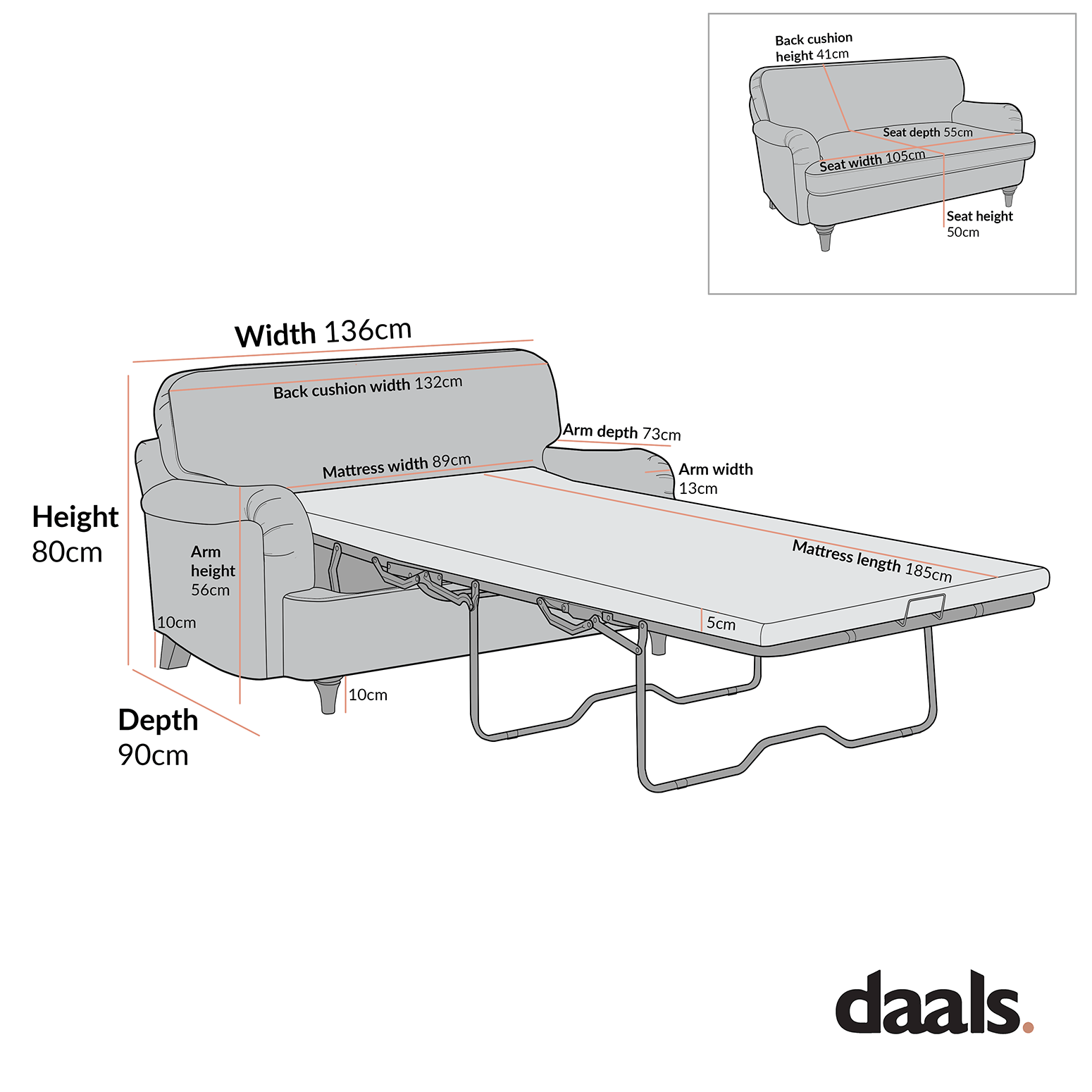 Daphnis Ochre Striped Linen Blend Fabric Sofa Bed, Loveseat