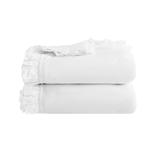 Castillo White Lace Quilted 300 Thread Count Cotton Percale Bedspread