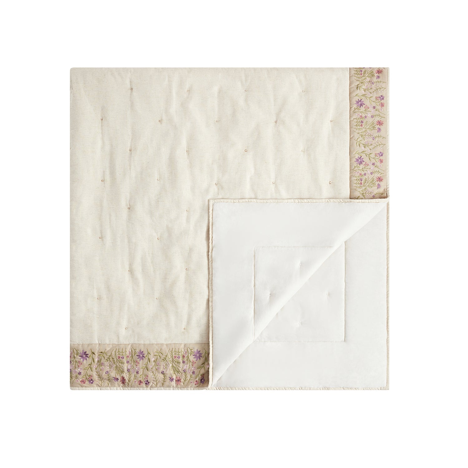Evelyn Wildflower Embroidered Quilted Linen Blend Bedspread
