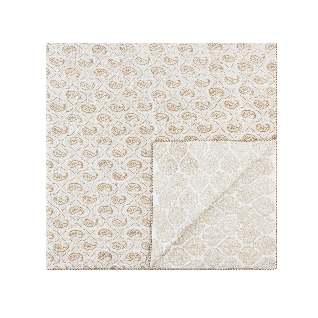 Juliette Camel Paisley Reversible Quilted Cotton Bedspread