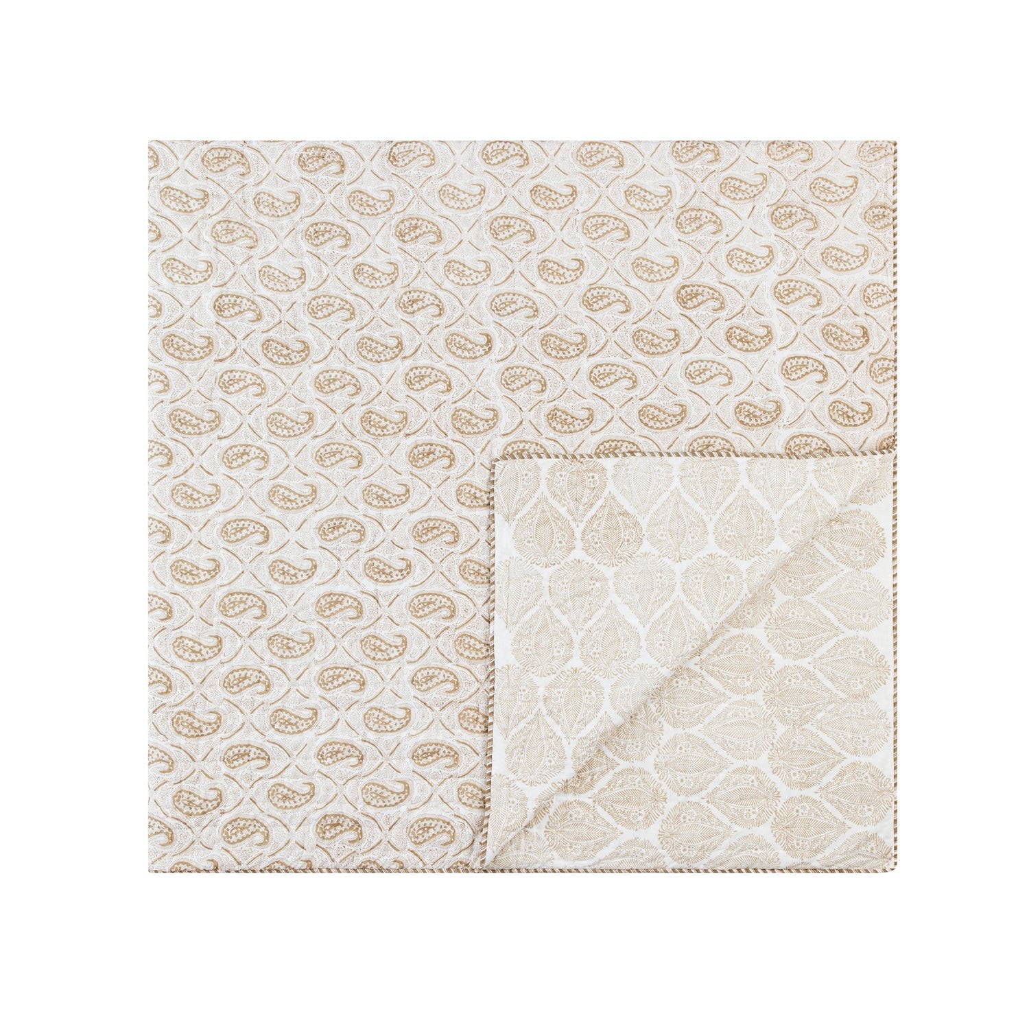 Juliette Camel Paisley Reversible Quilted Cotton Bedspread