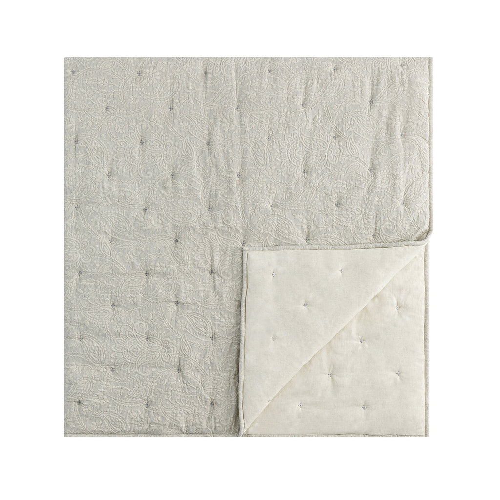 Madeleine Grey Paisley Jacquard Quilted Cotton Bedspread