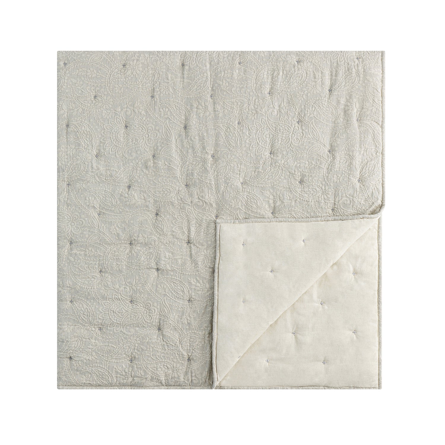 Madeleine Grey Paisley Jacquard Quilted Cotton Bedspread