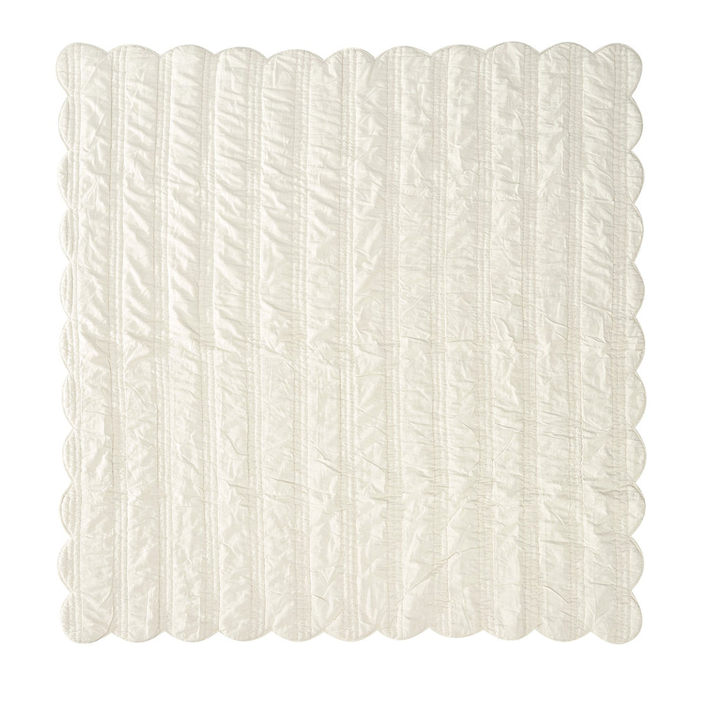 Matilda Cream Scallop Quilted Linen Blend Bedspread