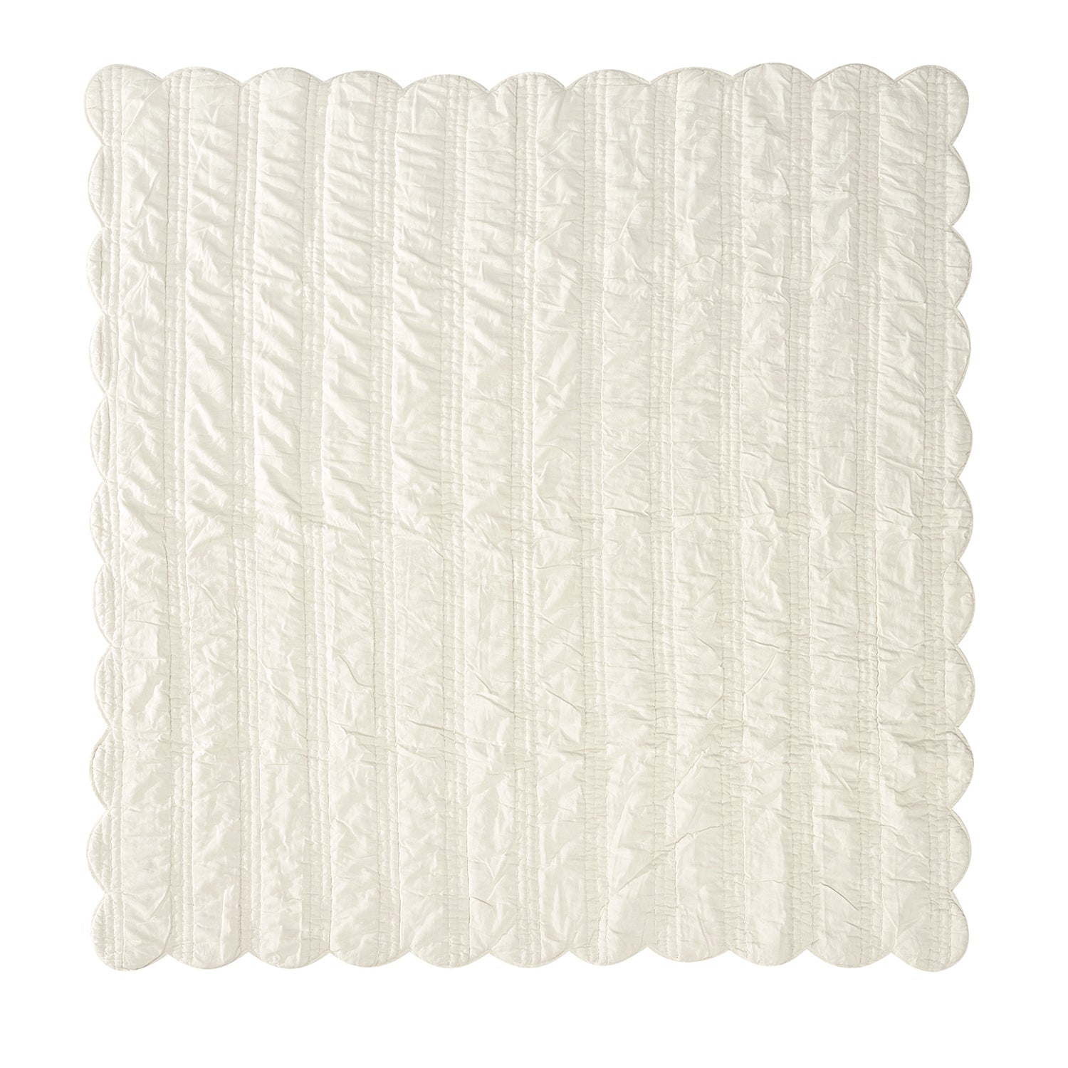 Matilda Cream Scallop Quilted Linen Blend Bedspread