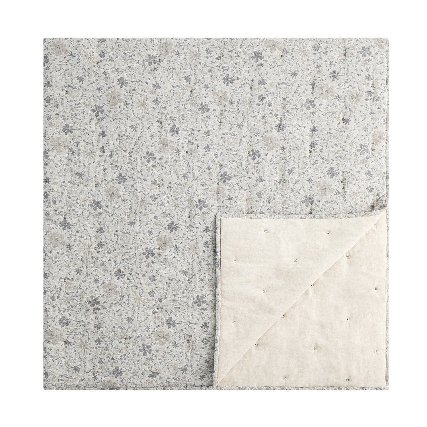 Penelope Grey Ditsy Floral Jacquard Quilted Cotton Bedspread