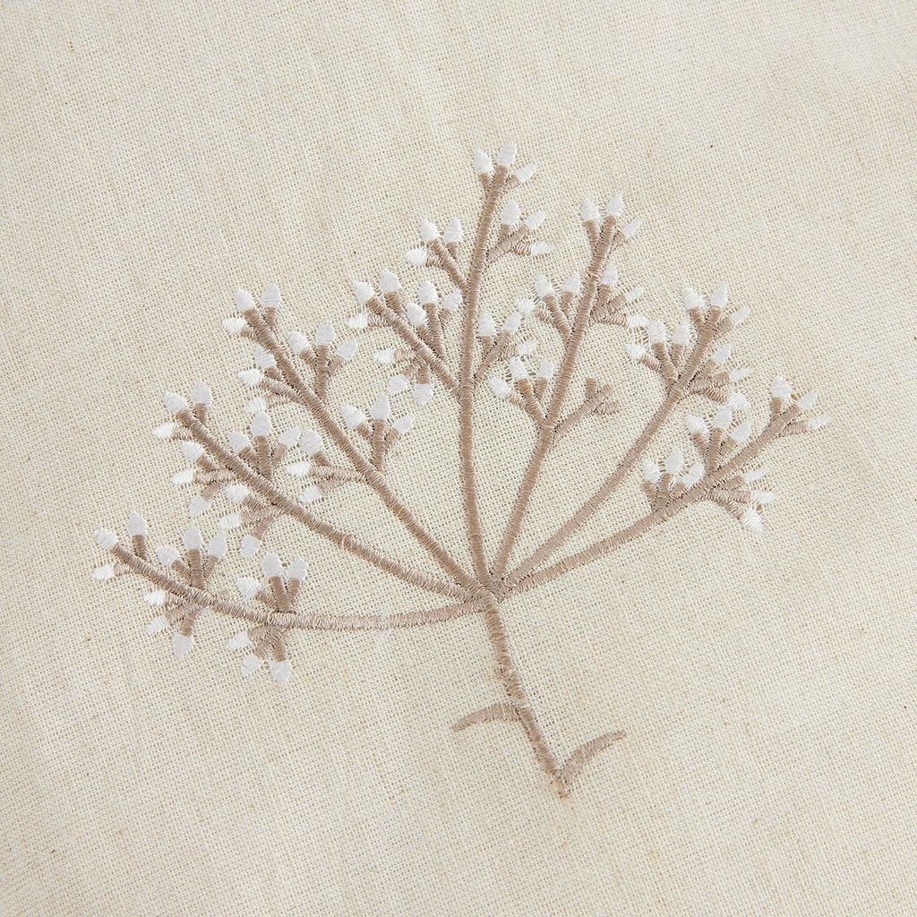 Meadow Cream Sprig Embroidered Quilted Linen Blend Bedspread