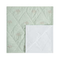 Meadow Seafoam Green Sprig Embroidered Quilted Linen Blend Bedspread