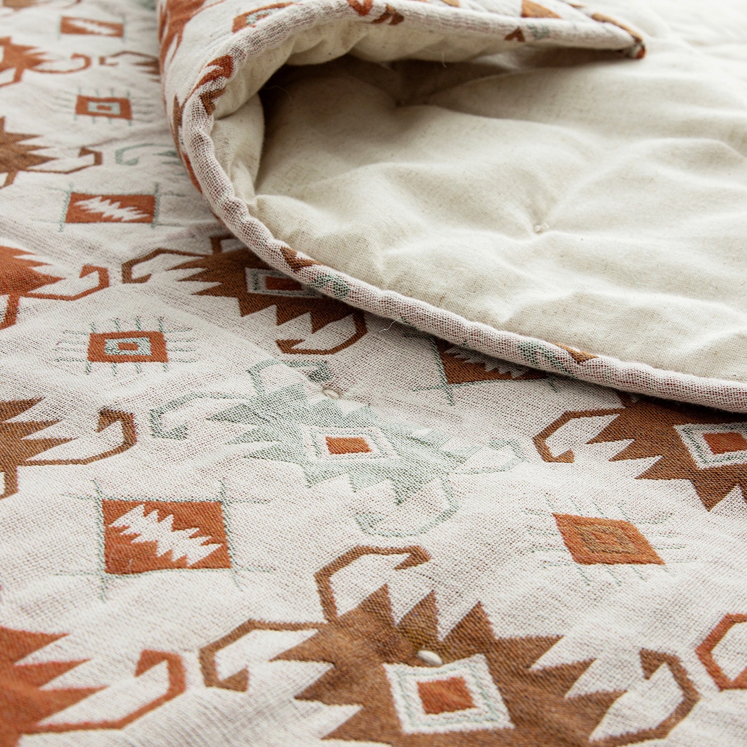 Zaniyah Aztec Jacquard Hand Quilted Cotton Bedspread