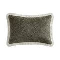 Kyra Forest Green Bouclé Fringed Rectangular Cushion