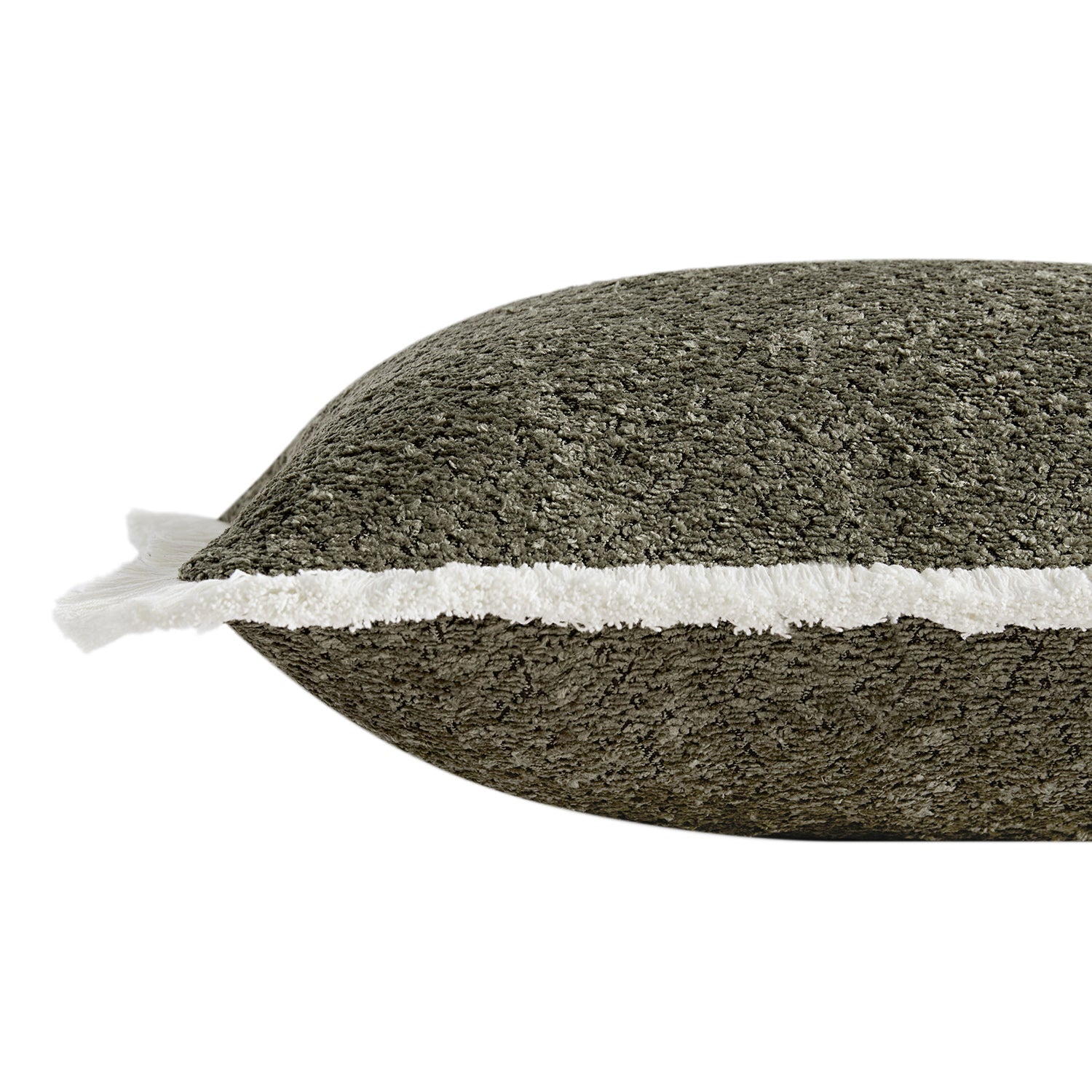 Kyra Forest Green Bouclé Fringed Rectangular Cushion