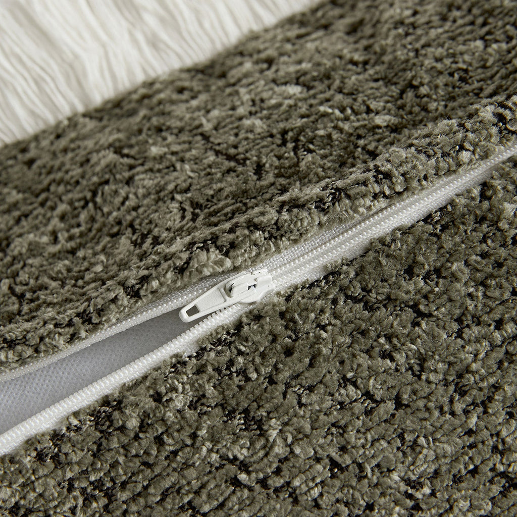 Kyra Forest Green Bouclé Fringed Rectangular Cushion