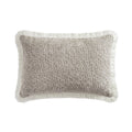 Kyra Stone Bouclé Fringed Rectangular Cushion