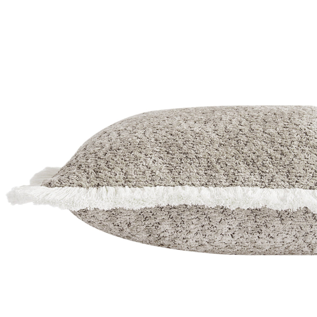Kyra Stone Bouclé Fringed Rectangular Cushion