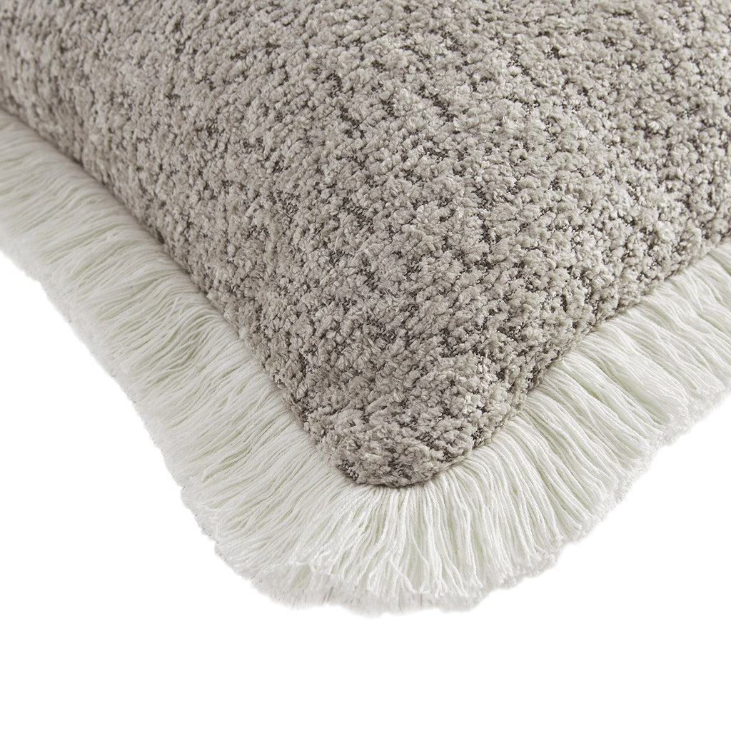 Kyra Stone Bouclé Fringed Rectangular Cushion