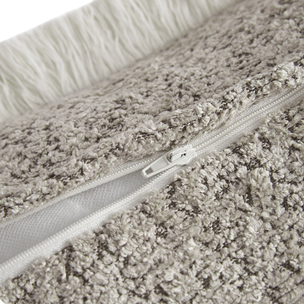 Kyra Stone Bouclé Fringed Rectangular Cushion