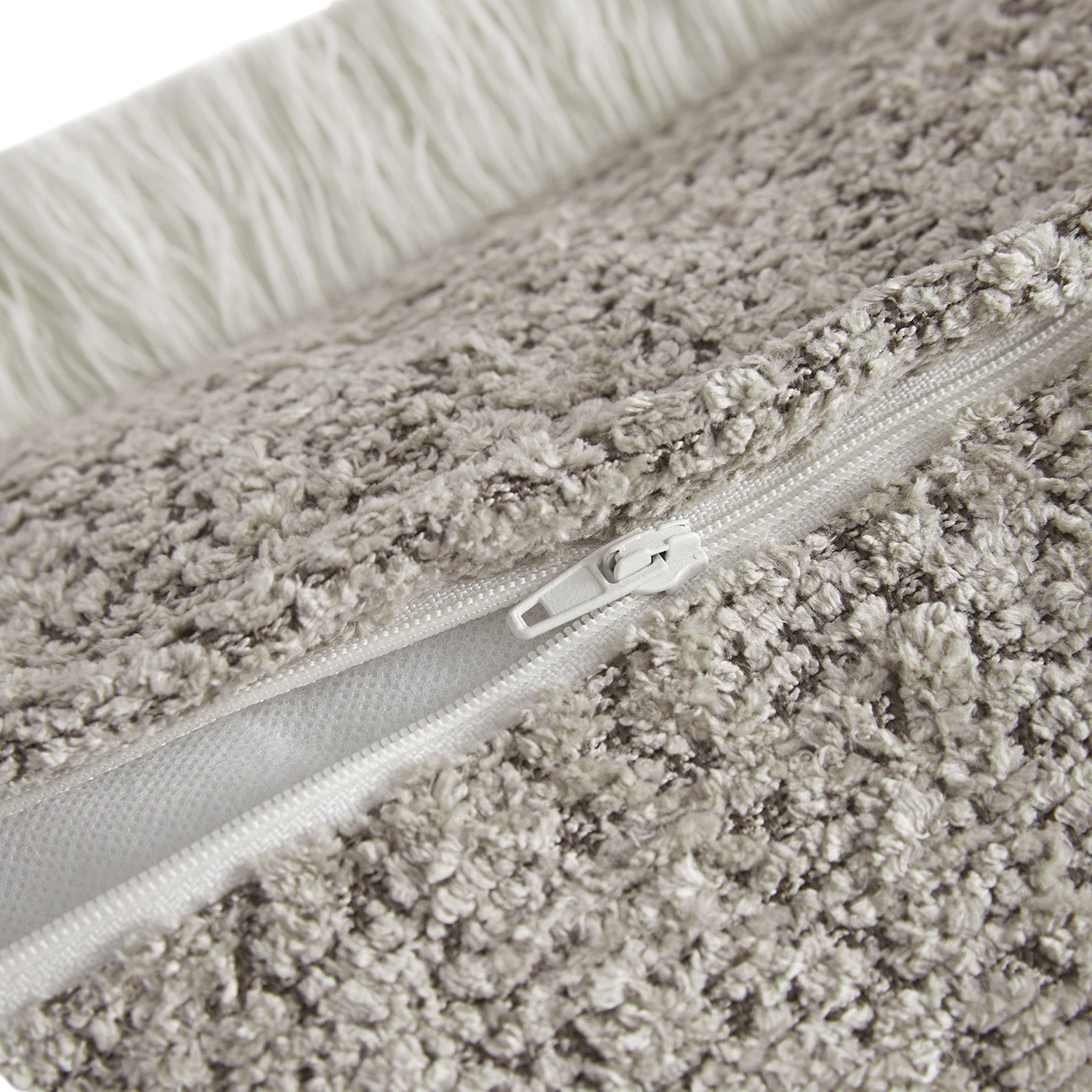 Kyra Stone Bouclé Fringed Rectangular Cushion