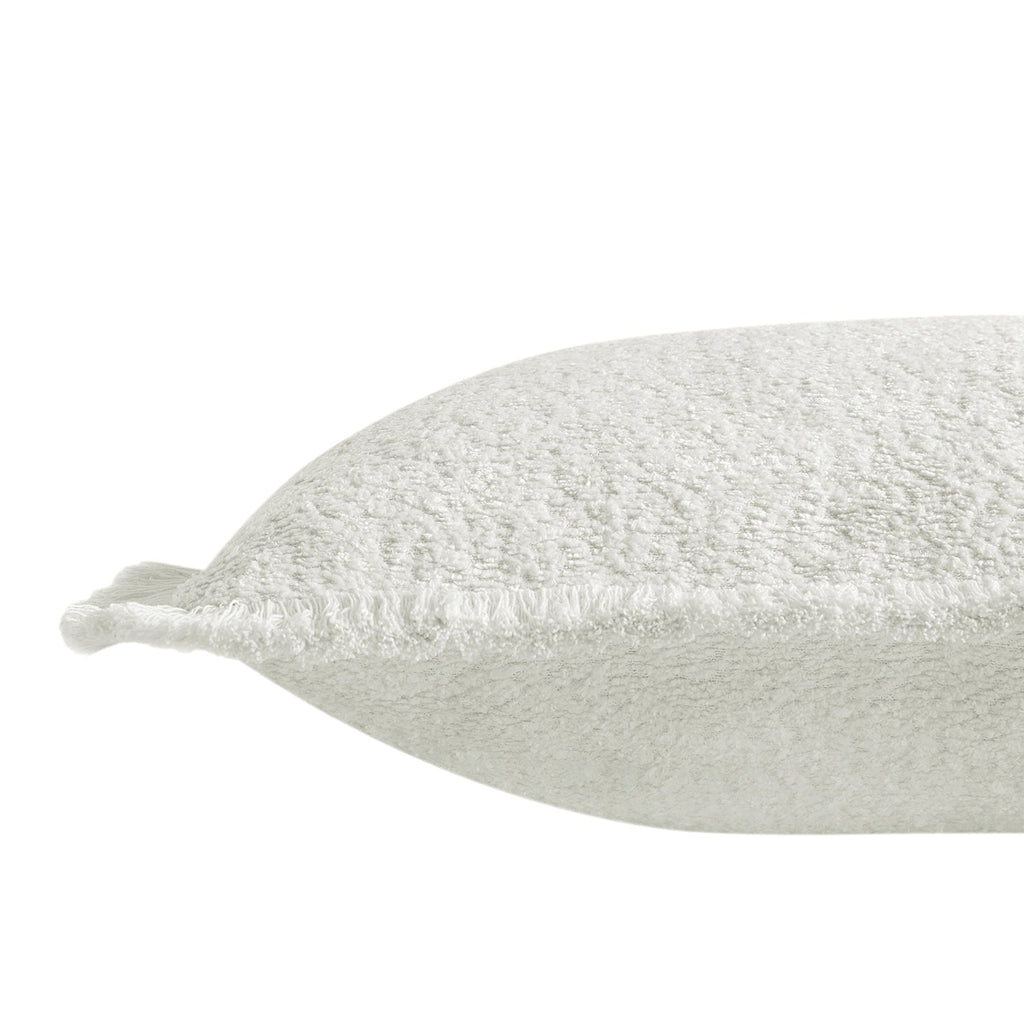Kyra Cream White Bouclé Fringed Rectangular Cushion