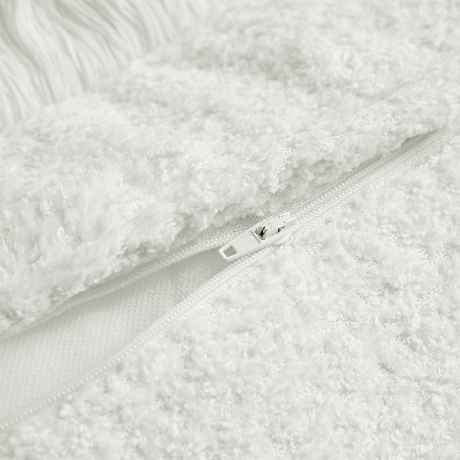 Kyra Cream White Bouclé Fringed Rectangular Cushion