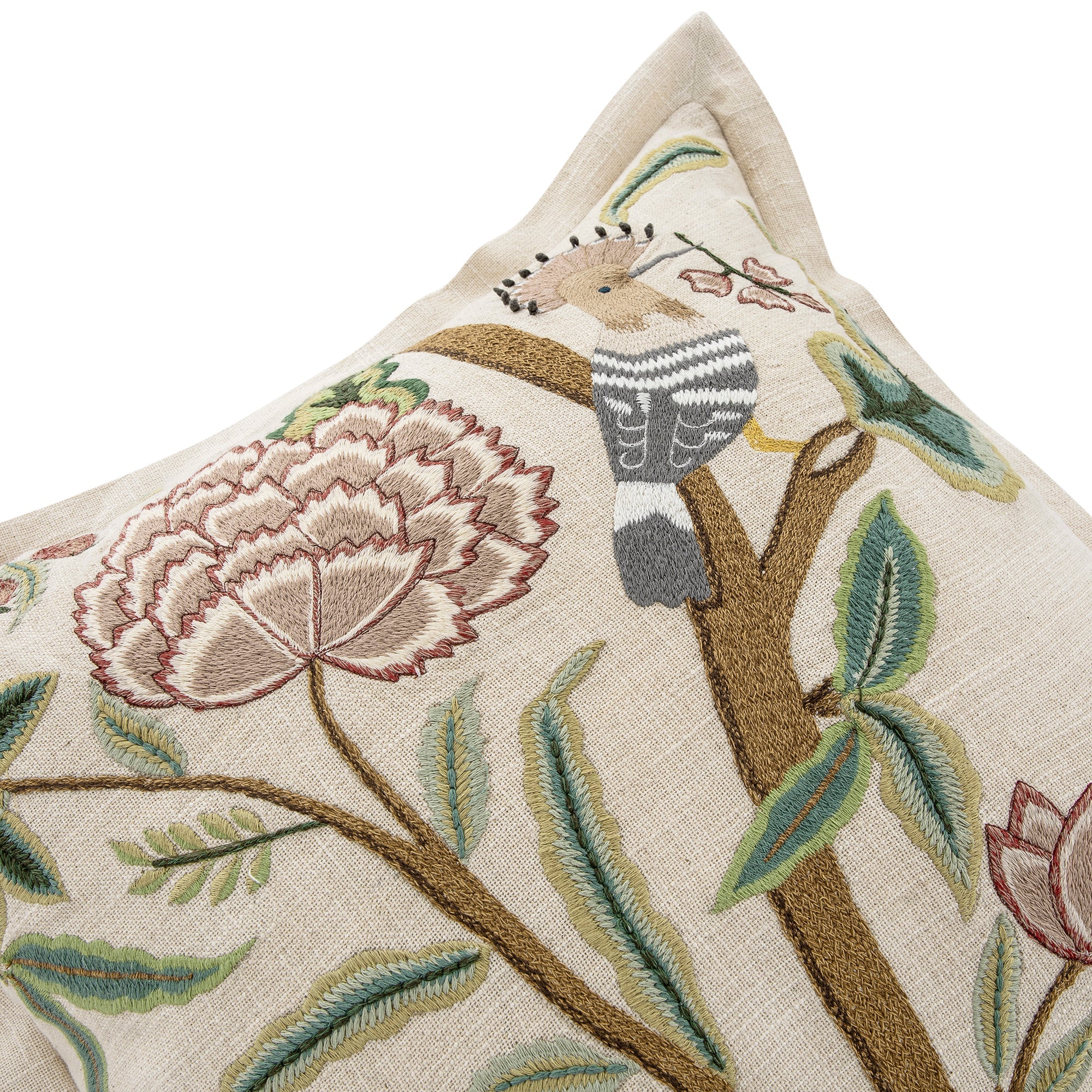 Flora & Fauna Hand Embroidered Cockatoo Cushion